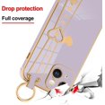 thumbnail image 4 of Phone Case Compatible with iPhone 15 Plus, Cute Love Heart Pattern for Women Girls Soft Plating Bumper Anti-Scratch Protective Cover with Wrist Strap Band Kickstand Holder-Purple, 4 of 12