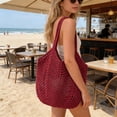 thumbnail image 6 of Summer Crochet Beach Tote Bag for Women Large Capacity Mesh Handbag Soft Foldable Shoulder Bag, 6 of 7