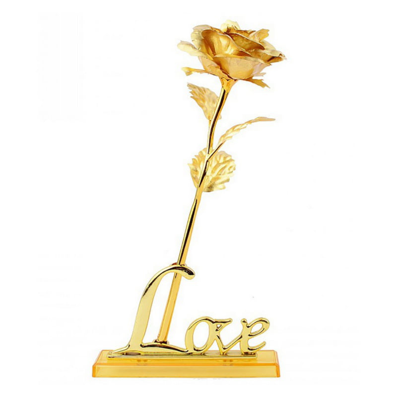 US 24K Dipped Gold Foil Flower Rose Birthday Mother Day Gift Floral Decor Modern 