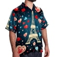 thumbnail image 2 of Eiffel Tower Valentine's Day Men's Button Down Hawaiian Poplin Shirt Summer Beach Printed Casual Short Sleeve Unisex Shirts, 2 of 6
