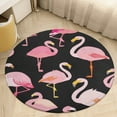 thumbnail image 4 of Flamingo Pattern Floral Medallion Round Rug - Small Round Area Rug, Soft Non-Slip Machine Washable Bedroom Mat Indoor Accent Entry Carpet for Office Desk Dorm Hallway, 4 of 6