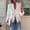 Apricot color, variant on Women's Fringe Tweed Cropped Jacket, V Neck Long Sleeve Double Breasted Gold Button Textured Short Blazer Coat