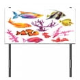 thumbnail image 3 of Ocean Headboard, Illustration of Exotic Fish Seaweed Coral Algae and Jellyfish Oceanic Wild Life, Upholstered Decorative Metal Bed Headboard with Memory Foam, Twin Size, Orange Purple, by Ambesonne, 3 of 4