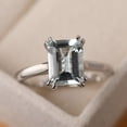thumbnail image 2 of Genuine aquamarine promise ring, emerald cut 7x9mm, silver March birthstone ring, 2 of 5
