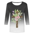 thumbnail image 4 of YanHoo Women's Plus Size Easter 3/4 Sleeve Easter Shirts for Teens Women Fashion Three Quarter Sleeve Tops Casual Printed T Shirt Trendy Sweater for Women, 4 of 5