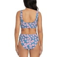 thumbnail image 3 of Kdxio Orchids Flowers Print Women's 2 Piece High Waisted Wrap Spaghetti Strap Summer Swimsuit Bikini Set-, 3 of 7