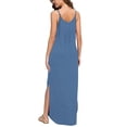 thumbnail image 4 of Robes d'Été pour Femmes Mode Femmes Décontractées Col en V Unies Robes d'Été Sans Manches Robe Chandail Robes de Soirée pour Femmes Élégantes Élégantes en Liquidation, 4 of 6