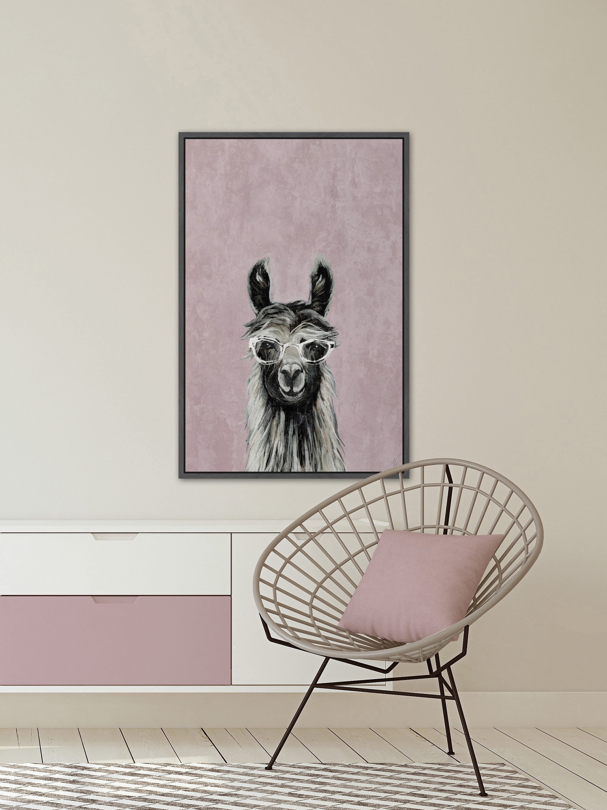 Llama Style Floater Framed Painting Print on Canvas