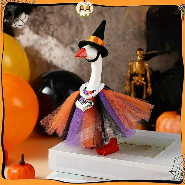 Mom's Best Mini disfraz de ganso de escritorio para Halloween, vestido de princesa negro y morado de 18 cm, falda con tul, ropa de ganso para danza del ballet, llavero magnético decorativo.