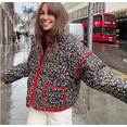 thumbnail image 6 of Women's Cropped Puffer Jacket Floral Print Quilted Puffer Jackets Open Front Lightweight Short Jacket Trendy, 6 of 6