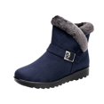thumbnail image 2 of Women's Winter Fur Snow Ankle Boots Buckle Suede Waterproof Zipper Anti-slip Warm Snow Short Booties, 2 of 5
