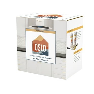 Oslo Home All-In-One 7 Piece Paint Makeover Kit, Bright White, 64oz, ‎Satin, for Cabinets and Furniture