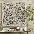 thumbnail image 3 of DecMode Gray Wooden Floral Handmade Carved Scroll Mandala Home Wall Decor with Brown Distressing, 36" x 1" x 36", 3 of 12