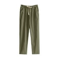 thumbnail image 2 of Women's Cotton Linen Pants, Elastic Drawstring Waist Casual Ankle Pants, Spring Summer Tapered Harem Pants for Women, Lightweight Breathable Lounge Pants - JN, 2 of 3