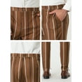 thumbnail image 6 of INSPIRE CHIC Men's Striped Slim Fit Contrast Color Drawstring Dress Pants 30 Brown, 6 of 7