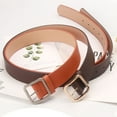 thumbnail image 3 of Women Faux Leather Belt Adjustable Length Waistband Square Buckle Female Retro Belt Costume Accessories, 3 of 7