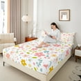 thumbnail image 4 of Castle Fairy Groovy Flowers Twin Sheet Sets 3pcs for Kids Teens,Chic Floral Blossoms Twin Fitted Sheet Microfiber,Spring Garden Breathable Flat Sheet,Lightweight Room Decor, 4 of 7