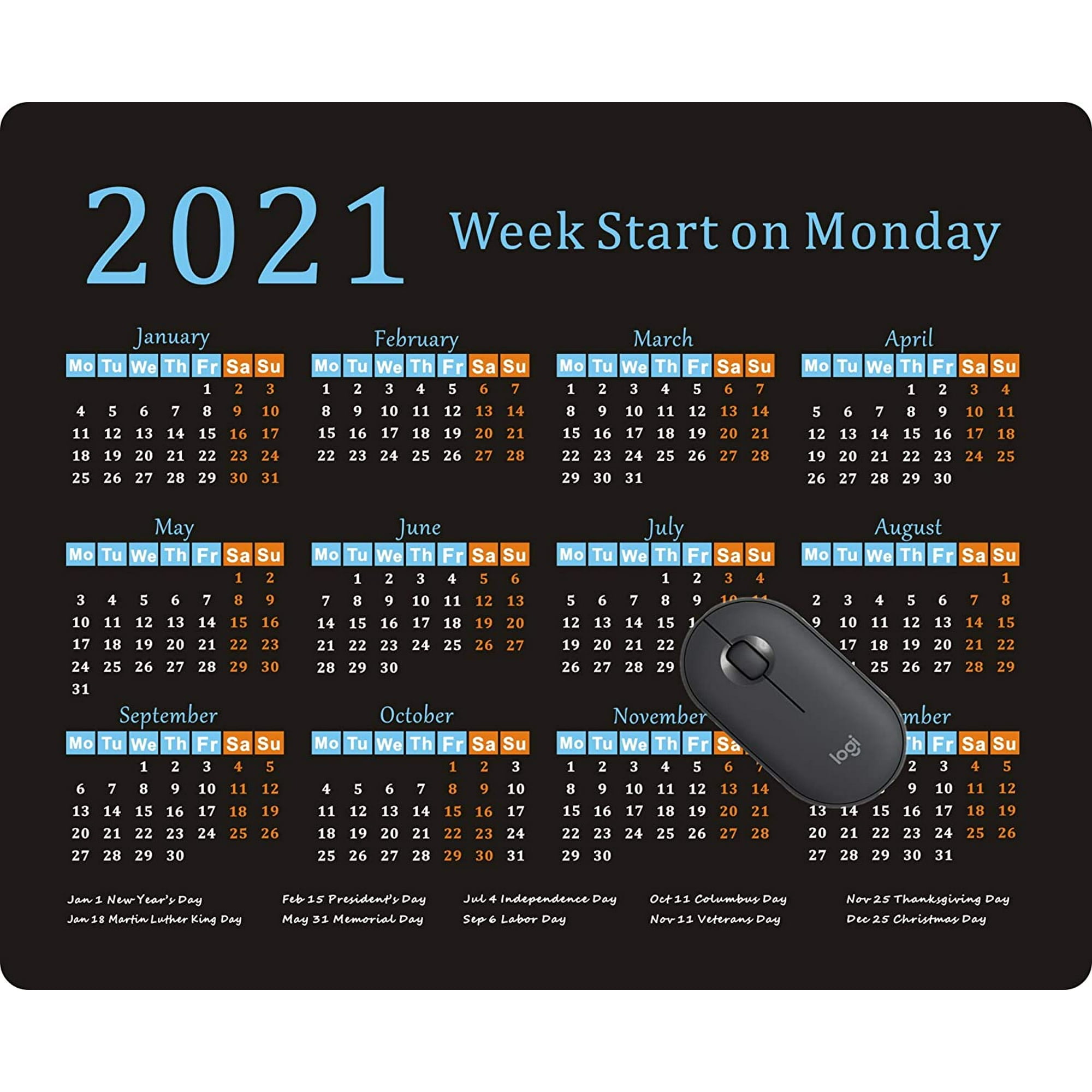 2021 Calendar Mouse Pad Gaming Mouse Pad Office Mousepad Nonslip Rubber Backing Clean Blue Black Walmart Canada