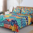 7 Pcs Comforter Set King Size, Colorful Fish Cute Bed in a Bag with