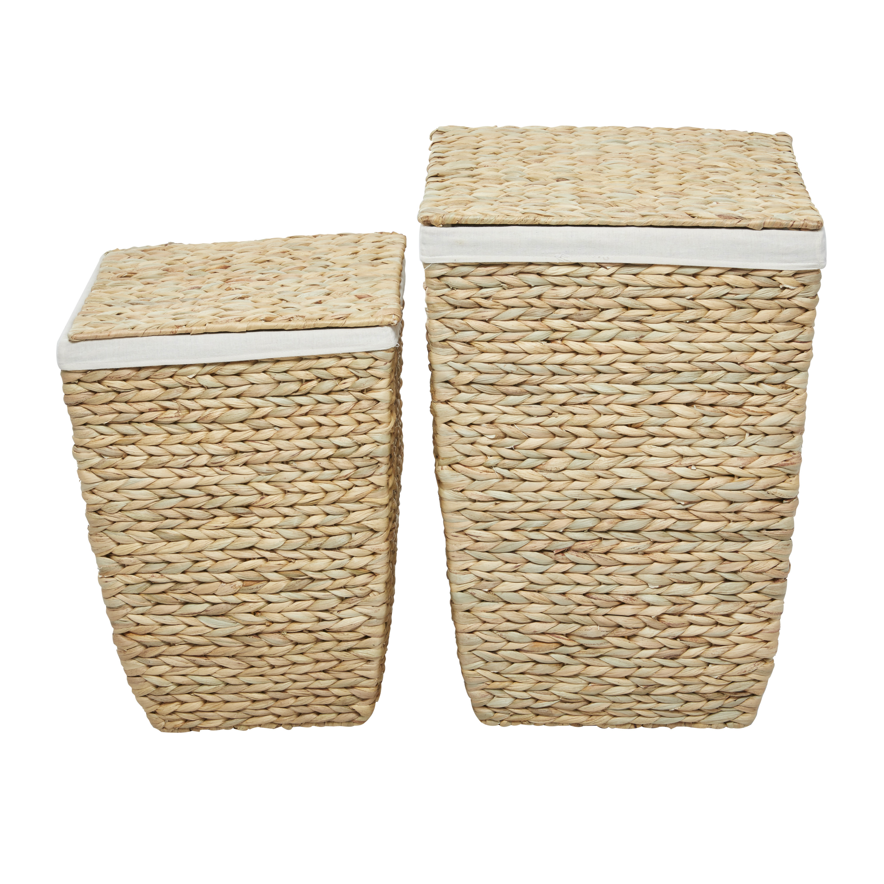 CosmoLiving by Cosmopolitan 22", 18"H Light Brown Seagrass Handmade Storage Basket with Liner and Matching Tops, 2-Pieces