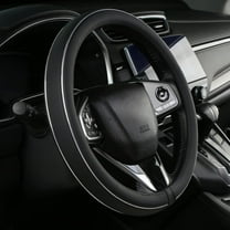 Black Leather Steering Wheel Cover Fiber Strip Car Steering Wheel Cover Universal 15 inch for Men