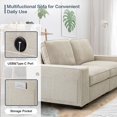 thumbnail image 3 of Harkawon 100' Contemporary Chenille Modular Sectional Sofa Couch with Storage and USB Port, Beige, 3 of 5