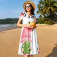 thumbnail image 4 of Daiia Robes d'Été pour Femmes Hello avec Imprimé de Gnome 2025, Robes Tendance à Manches Courtes, Robes Décontractées Amples et Fluides Maxi Robes de Soleil, 4 of 6