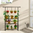 thumbnail image 2 of Plant Stand Indoor Outdoor, 3-Tier Heavy Duty Metal Shelves, Display up to 14 Multiple Plants, Tall Plant Holder with Plant Hanger, Suit for Patio Living Room Garden Balcony, 5 Hooks, Black, 2 of 7