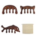 thumbnail image 1 of Peine de madera para masaje del cuero cabelludo (3 estilos), de sándalo, grande y ancho, de cinco dientes, con bolsitas rectangulares de terciopelo para hombres y mujeres, color marrón coco., 1 of 7