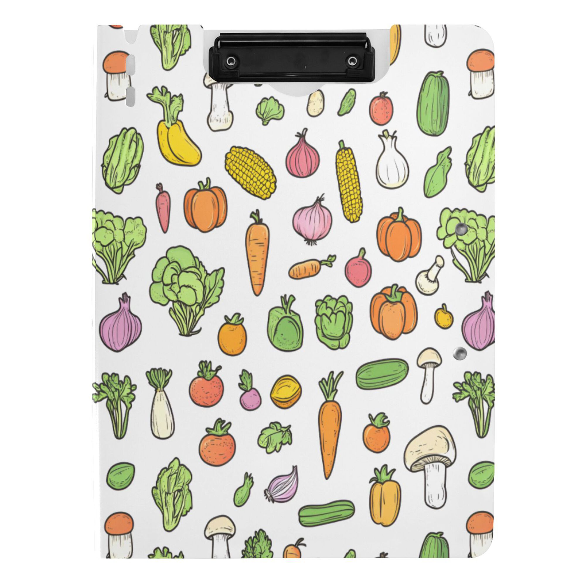 FORMRS A4 Clipboard Folder with Pen Holder Horizontal Foldable School Office Binder, Green Vegetables Pattern