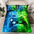 thumbnail image 2 of Castle Fairy Boys Gradient Gamer 3pcs Twin Sheet Sets,Video Game Twin Fitted Sheet,Blue Green Breathable Flat Sheet,Lightweight Room Decor, 2 of 7