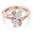 thumbnail image 3 of Gem Stone King 18K Rose Gold Plated Silver White Moissanite and White Diamond Ring for Women (1.63 Cttw, Heart Shape 6MM, Gemstone Birthstone, Size 6), 3 of 6