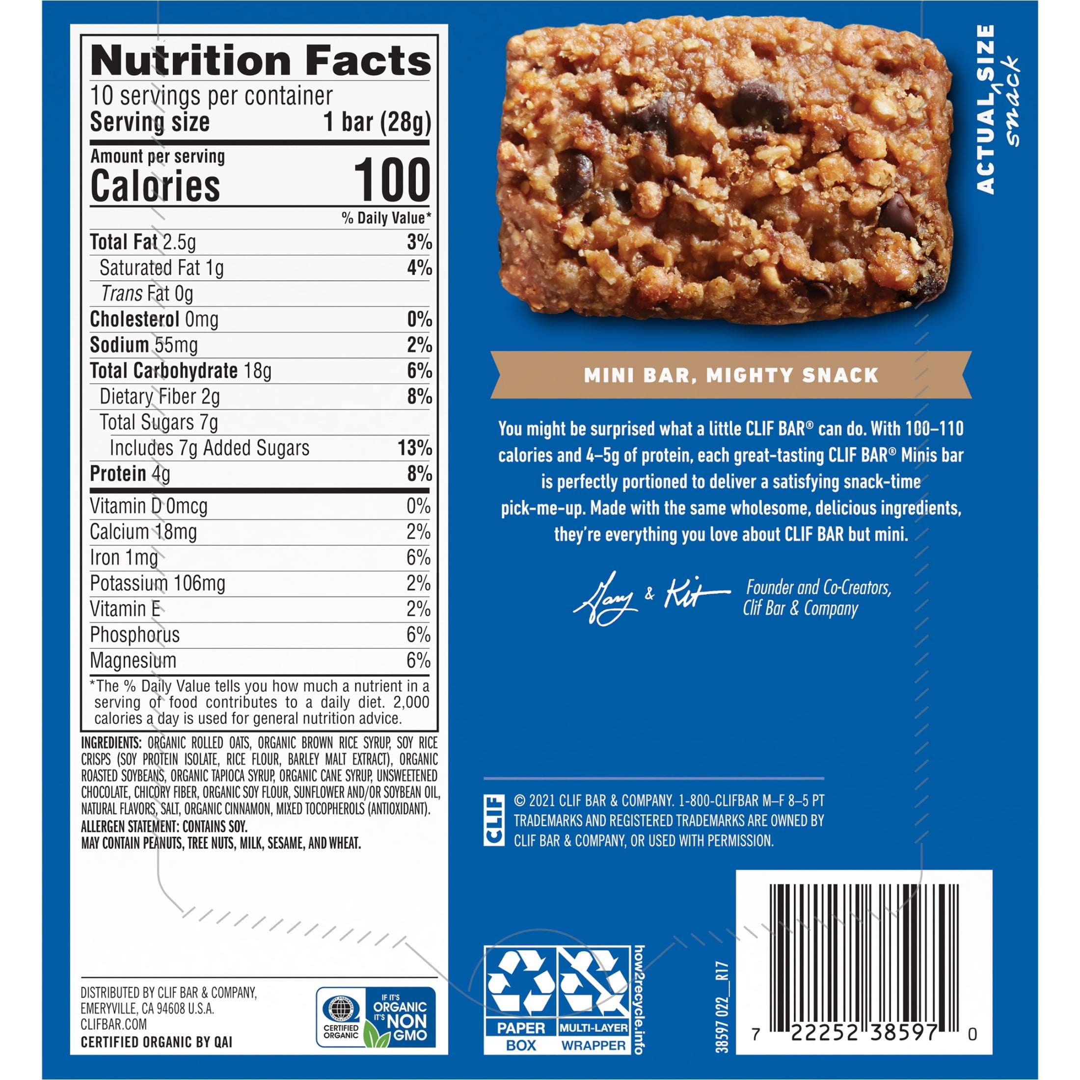 chocolate chip clif bar nutrition