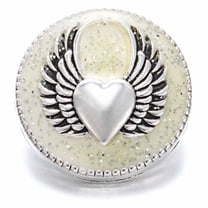 Choose Color | Winged Heart Snap Jewelry Ginger Charm Button, For Interchangeable DIY Customizable Accessories