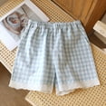 thumbnail image 2 of YANGXINX Women's Casual Summer Shorts with Lace and Plaid Design Elastic Waist Comfortable Pocket Shorts for Beach Home Daily Wear, 2 of 4