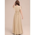 thumbnail image 2 of Drtj 2-14T Kids Junior Bridesmaid Flower Girl Elegant Formal A-line V-Neck Floor-Length Chiffon Dresses, 2 of 6