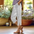 thumbnail image 2 of JJHGVB Cotton Linen Capris for Women Below the Knee High Waisted Pleated Cotton Linen Pants Womens Long Shorts Resort Wear for Women Wide Leg Shorts for Women Linen Bermuda Shorts for Women White L, 2 of 9