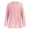 thumbnail image 6 of Blmnix Oversized Holiday Shirts for Women Cotton Pullover Tshirt Pink Crew Neck Long Sleeve Boho Tops for Women,XXL, 6 of 7