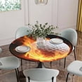 thumbnail image 5 of Golf Ball Round Tablecloth for 55-60 Inch Tables,Fitted Table Cover with Elastic Edge,Sport Modern Glowing Burning Classic Art Waterproof Outdoor Table Cloth Protector for Patio Garden Dinner Picnic, 5 of 9