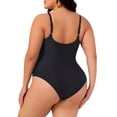 thumbnail image 4 of Agnes Orinda Women's Plus Size One Piece Swimsuit Knotted Front Cutout Swimwear Tummy Control High Waisted Summer Bathing Suit 1X Black, 4 of 6