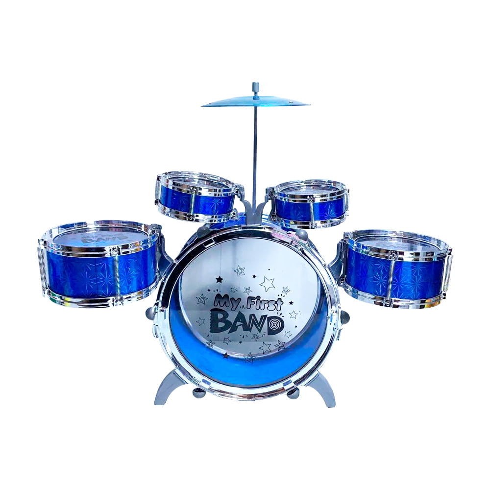 Bateria Musical Juguete Piso 5 Tambores Niños Jazz Drum Azul