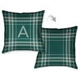 thumbnail image 2 of Laural Home  Plaid Green Monogram Decorative Throw Pillow (18 inches x 18 inches), 2 of 3