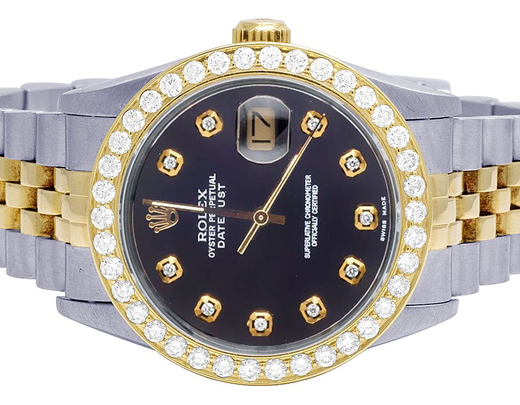 Rolex Datejust 68273 18K/ Steel 31MM Black Dial Diamond Watch 2.5 Ct -  Walmart.com