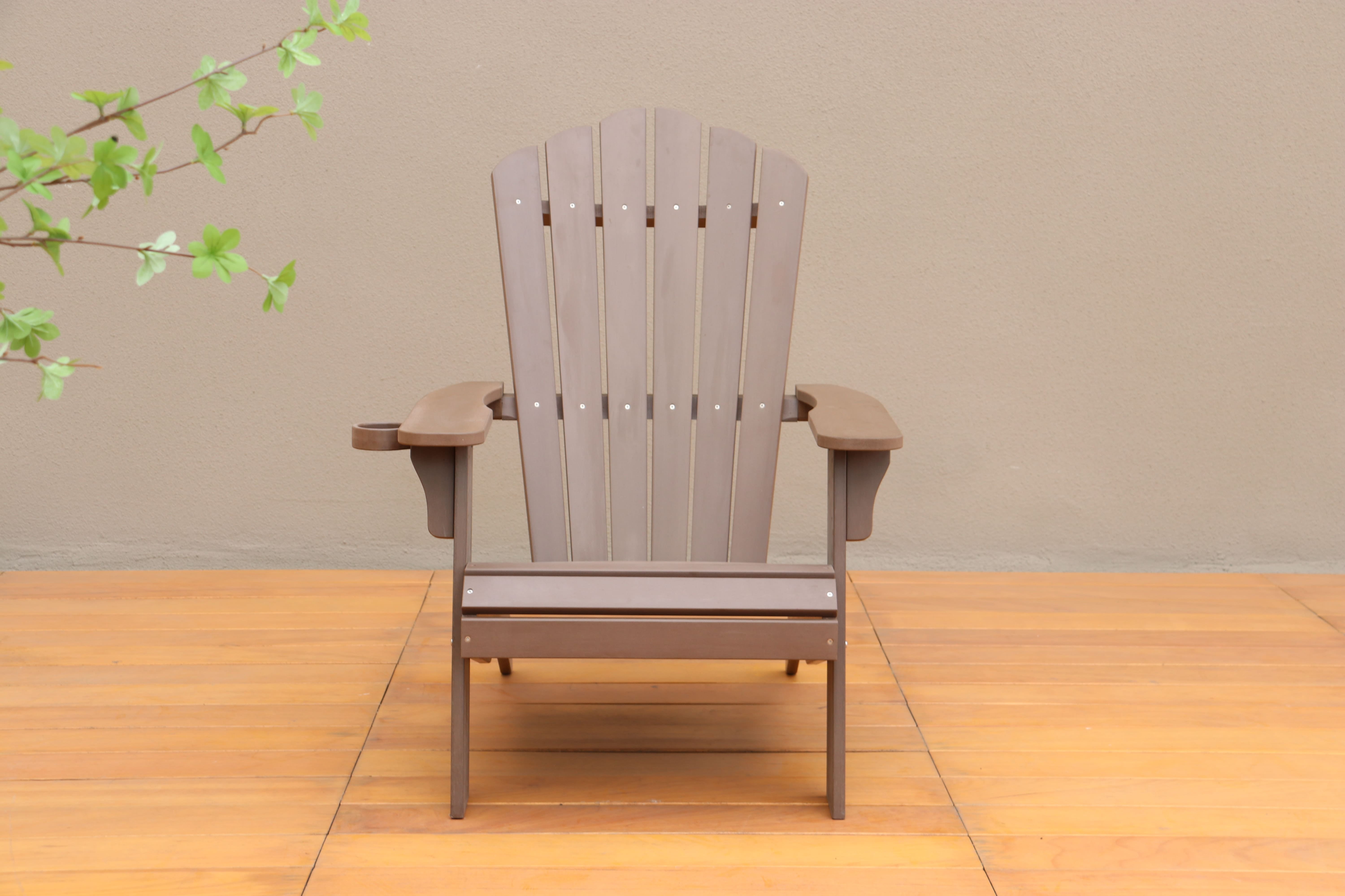 Modern Muse Polystyrene Adirondack Chair - Brown | Durable Outdoor Seating with Cup Holder | Weatherproof, Low Maintenance, and Stylish Design