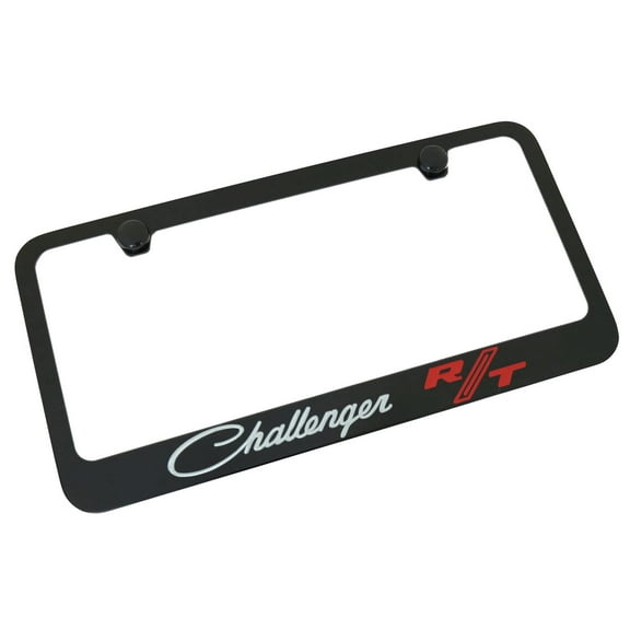 Dodge Challenger RT Classic Logo Engraved Black Finish Solid Metal License Plate Frame