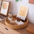 thumbnail image 3 of Round Rattan Tray, Hand Woven Serving Tray with Handles, Wicker Serving Basket, Decorative Tray for Home Decor, Natural, 3 of 8