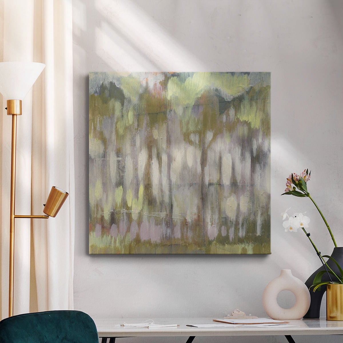 Wexford Home Stained Glass Trees II-Premium Gallery Wrapped Canvas, 10" x 10" - Ready to Hang
