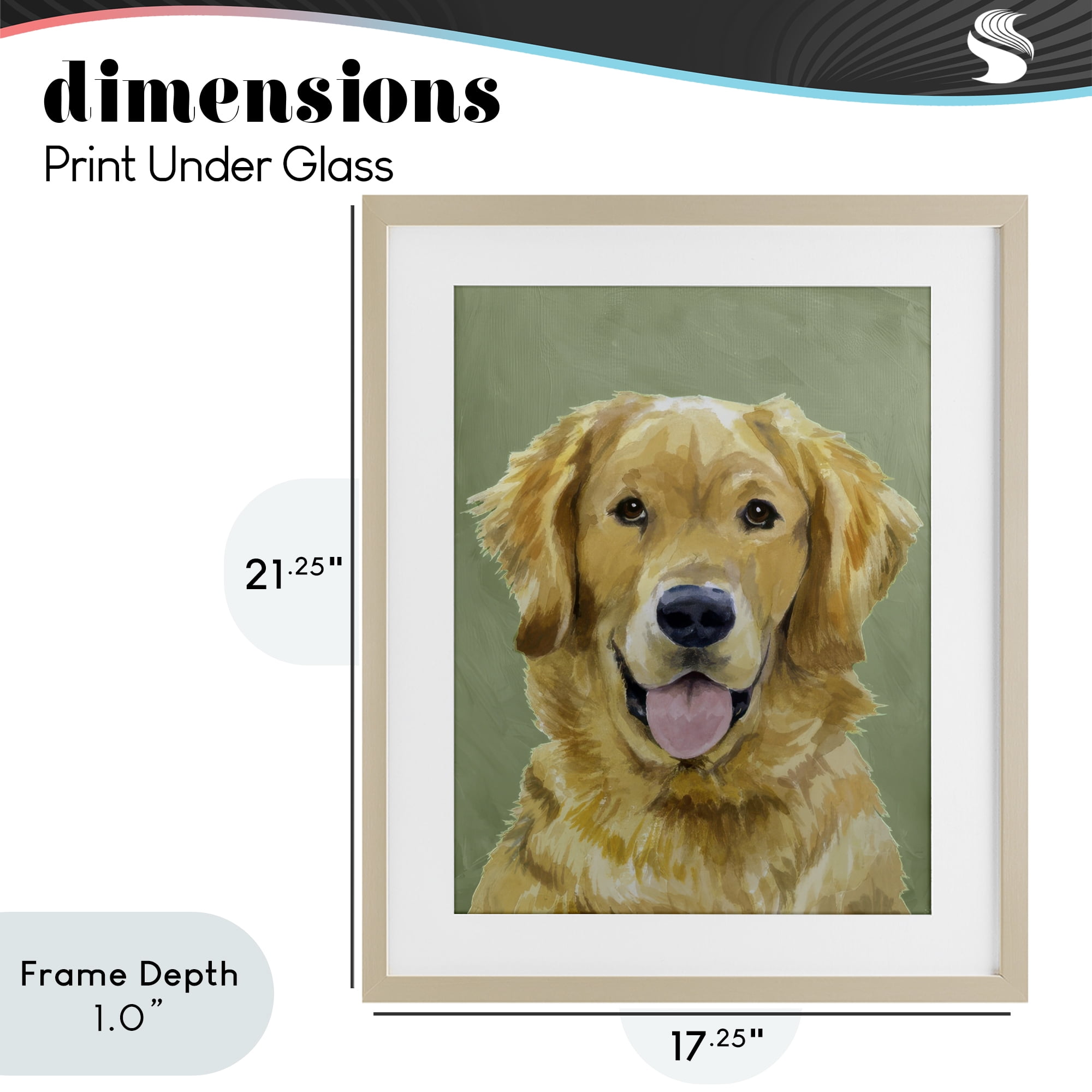 Stupell Industries Smiling Golden Retriever Portrait Birch Framed Print Under Glass, design by Lil' Rue
