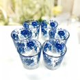 thumbnail image 3 of STP GOODS Gzhel Short Drinking Glass Set of 6 pcs 6.8 fl oz (200 ml) Glass Tumblers for Water Juice Milk Cocktail Water Glasses, Blue Clear, 3 of 3