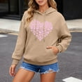 thumbnail image 2 of XIAONU Womens Hoodies Long Sleeve Heart Print Drawstring Hooded Sweatshirts Kangaroo Pockets Oversized Hoodie Streetwear, 2 of 6